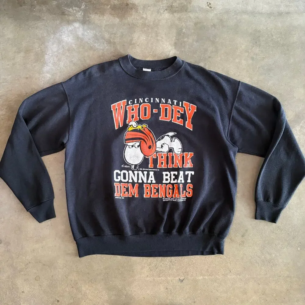 Vintage 1986 Cincinnati Bengals Mens Sz M Snoopy Crewneck SweatShirt